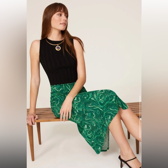 Green Midi Skirt - Picture 1 of 10